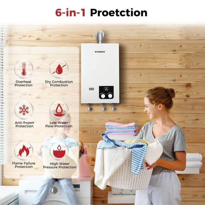 Camplux Tankless Propane Instant Hot Water Heater 2.64 GPM | White